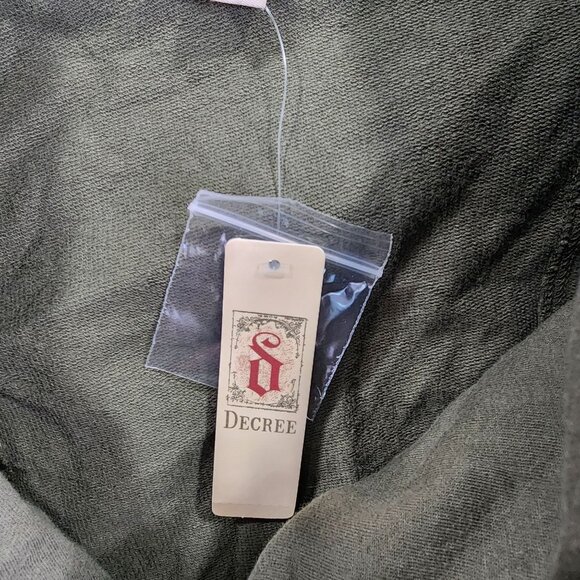 Womens Olive Green Decree Ruffle Blazer Jacket 3/4 Sleeves 100% Cotton Size XL - Picture 5 of 10